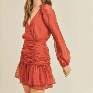 Elegant Orange Ruched Dress